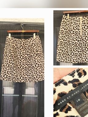 Marc by Marc Jacobs Beige and Black Leopard Print Mini Skirt